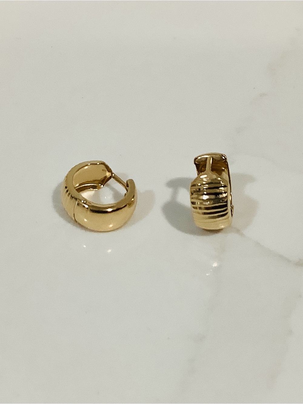 Ribbed Gold Huggie Earrings - Women Jewelry
